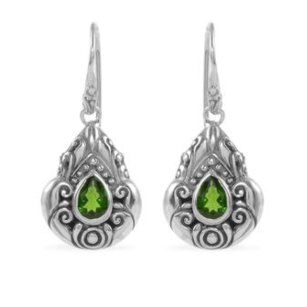 Russian diopside in sterling silver earrings